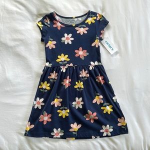 Navy blue floral print dress